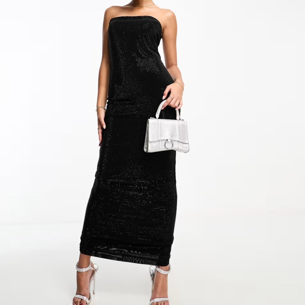 Nwt Black Maxi - Embellished Accent Xs